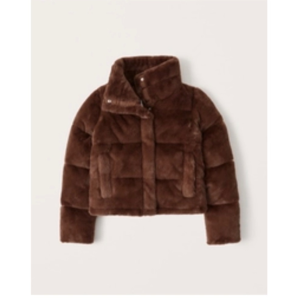NWT Abercrombie and fitch Faux Fur Mini Puffer Jacket